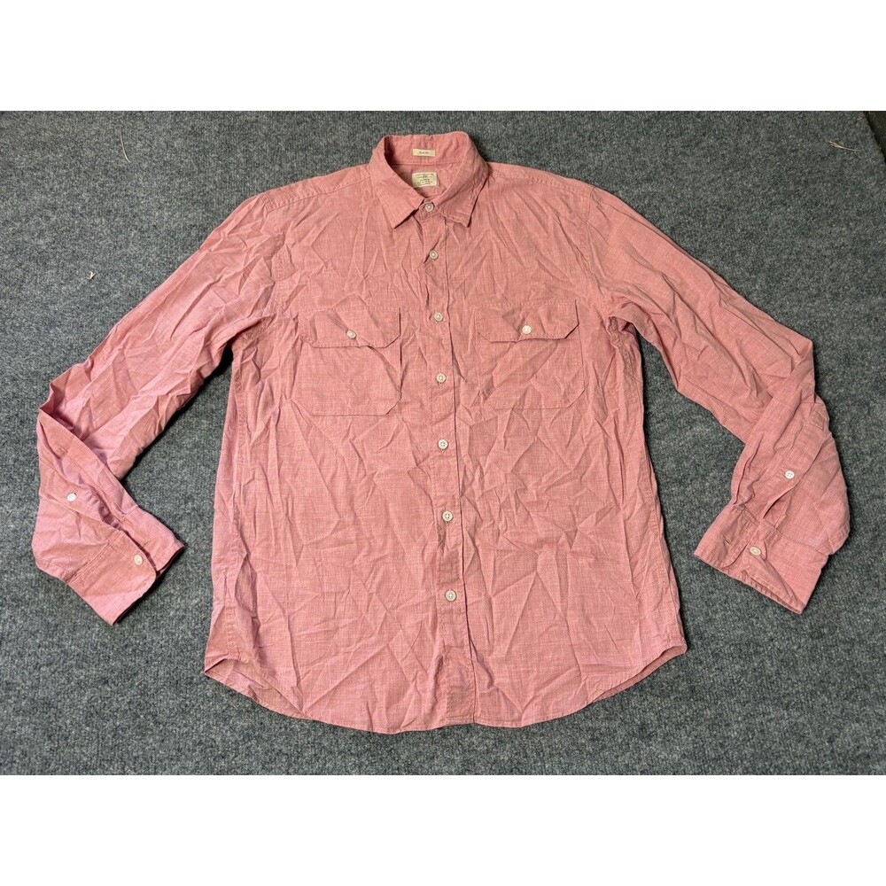 J.CREW Shirt Mens M Pink Long Sleeve Slim Fit Button-Up Cotton Pockets Casual